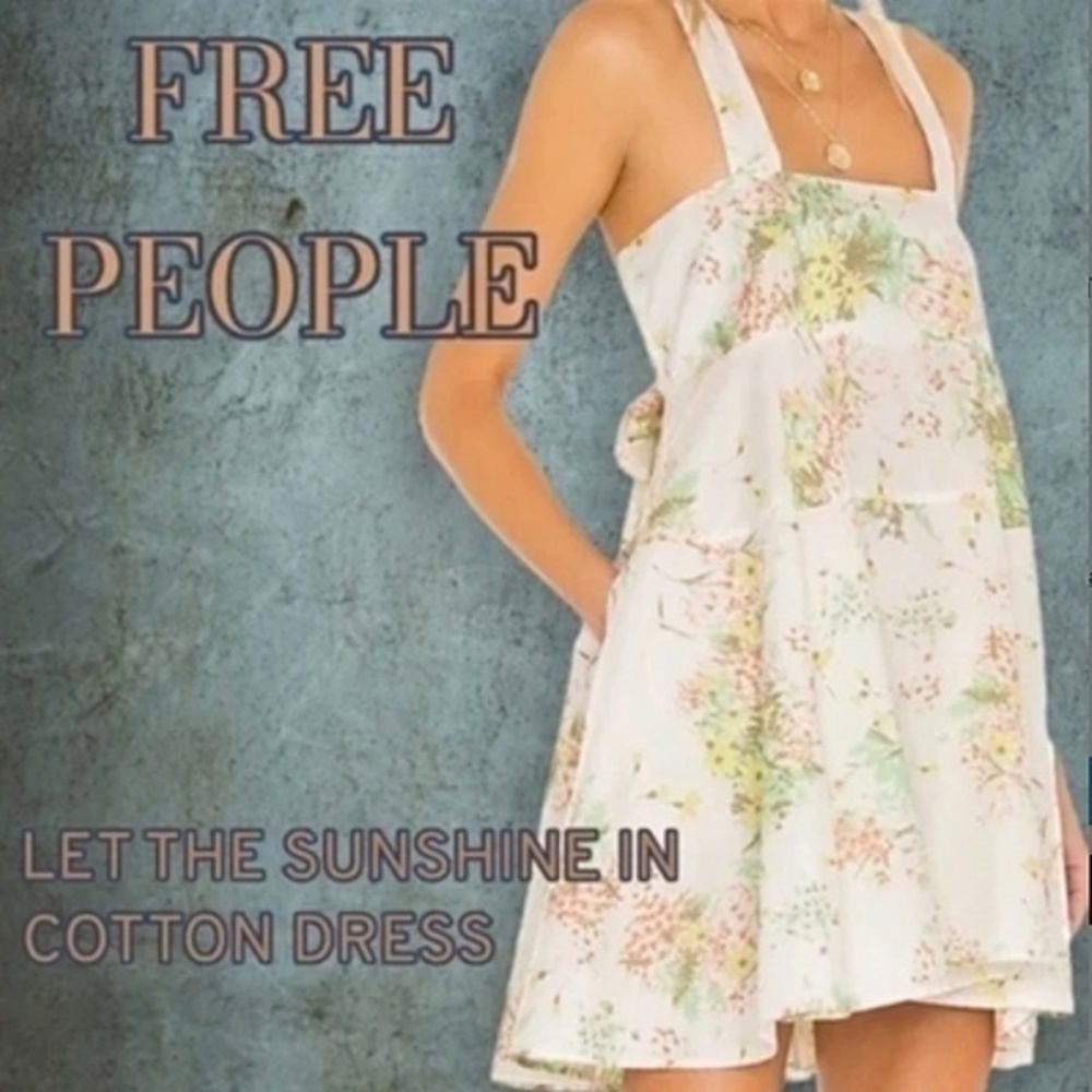 FREE PEOPLE Let The Sunshine In Cotton Strappy Sleeveless Back-Tie MiniDress NWT